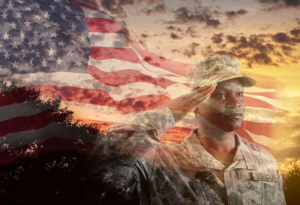 veteran saluting the american flag