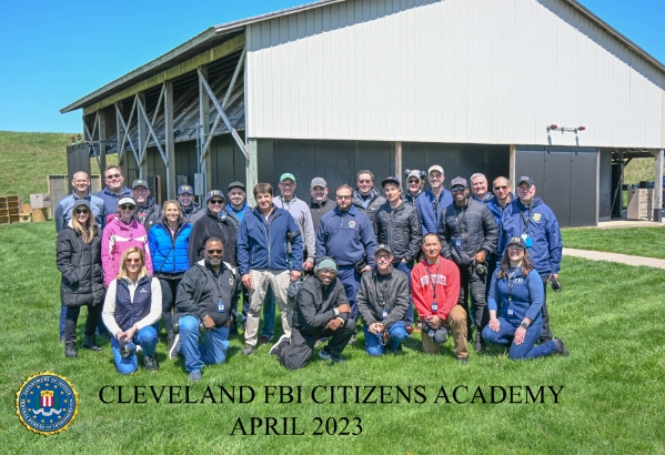 The 2023 Cleveland FBI Citizens Academy class at range day at Camp Perry
