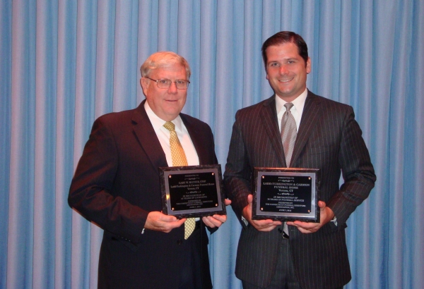 With the 2012 Connecticut Funeral Directors Association awards are Gary W. Mather, CFSP, and Carmon Community Funeral Homes’ Frank W. Carmon, IV, CFSP.