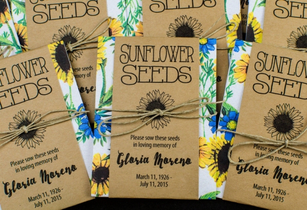 Sunflower Memorial Seed Packets on Etsy https://www.etsy.com/listing/576304501/sunflower-personalized-memorial-seed