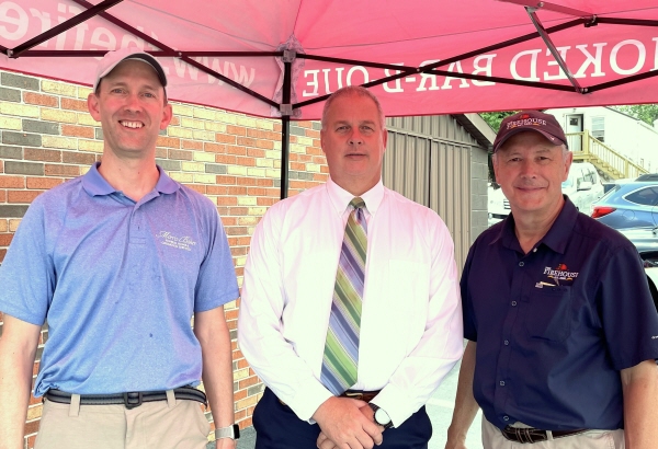Photo, left to right: Preston McKee, owner, Morris-Baker Funeral Home & Cremation Services; Karl Turner, Chief of Police, Johnson City Police Department;Tom Seaton, owner, The Firehouse Restaurant & Catering.