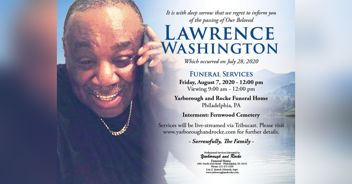 Obituary information for Lawrence Washington