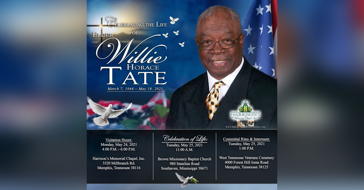 Obituary information for Elder Willie Horace Tate