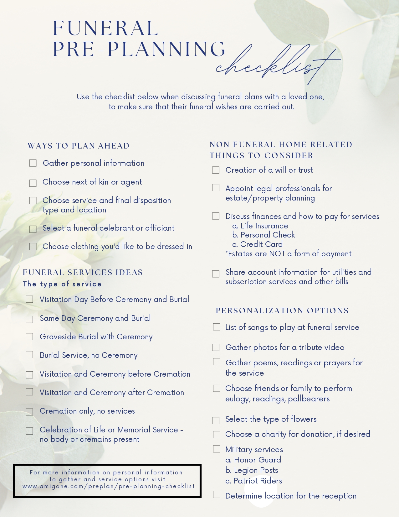 Download Our FREE Funeral PrePlanning Checklist Here